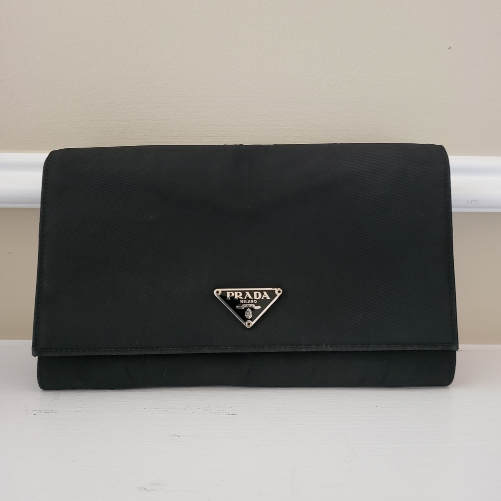 Prada Leather Nylon Fabric Long Bifold Wallet..Authentic.. - Picture 1 of 16